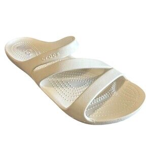 Crocs Kadee II Sandals Womens 9 White Rubber Slip-On Strappy Open Toe Comfort